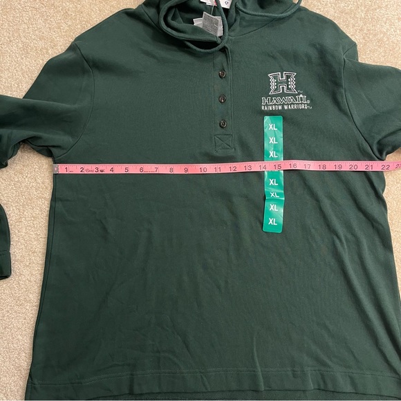 NEW Hawaii Rainbow Warriors Shirt Womens Extra Large Green Henley Hoodie NCAA - Picture 7 of 10